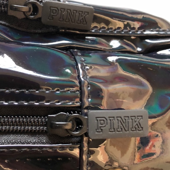 $29💋NWT Black VS PINK iridescent Mini Backpack - Picture 3 of 5